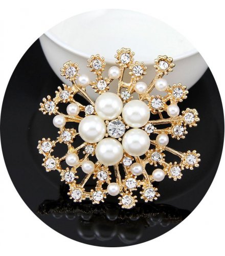 SB052 - Pearl diamond flower brooch
